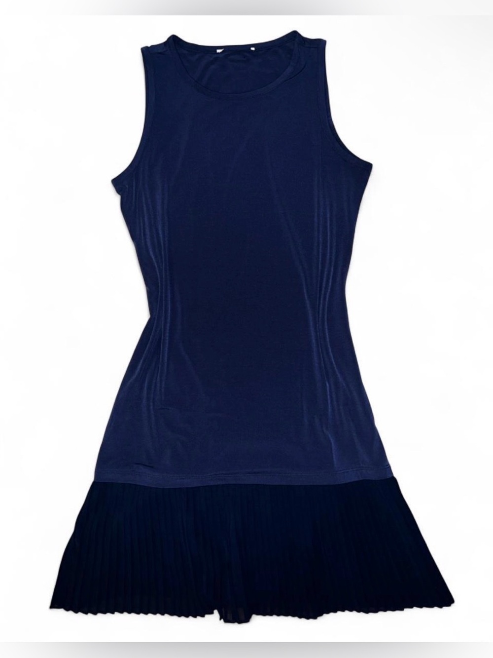 Navy Sleeveless Michael Kors Pleated Hem Dress